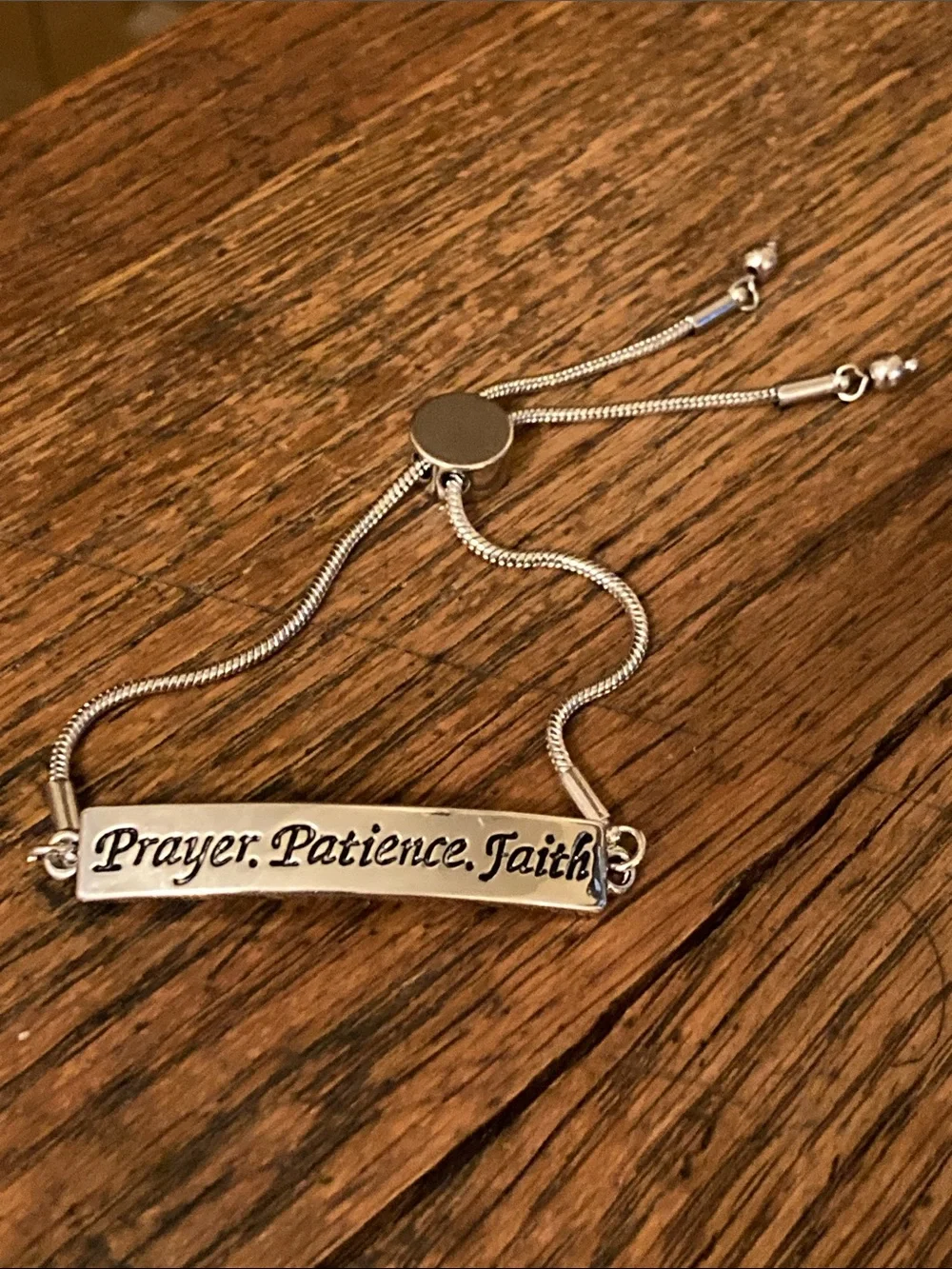 Zoe's Loft Prayer, Patience, Faith Bracelet Rhodium Plated White Gold NWOT